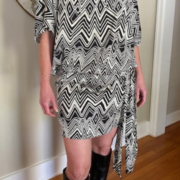 Express Geometric Design Silk Mini Dress - Picture 1 of 7